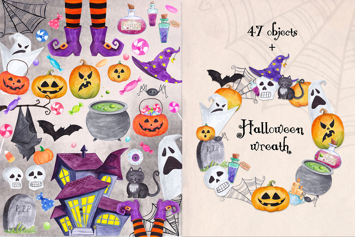 Halloween clipart set, an Object Graphic by SweetRenieDesigns (Photo 2 of 3)