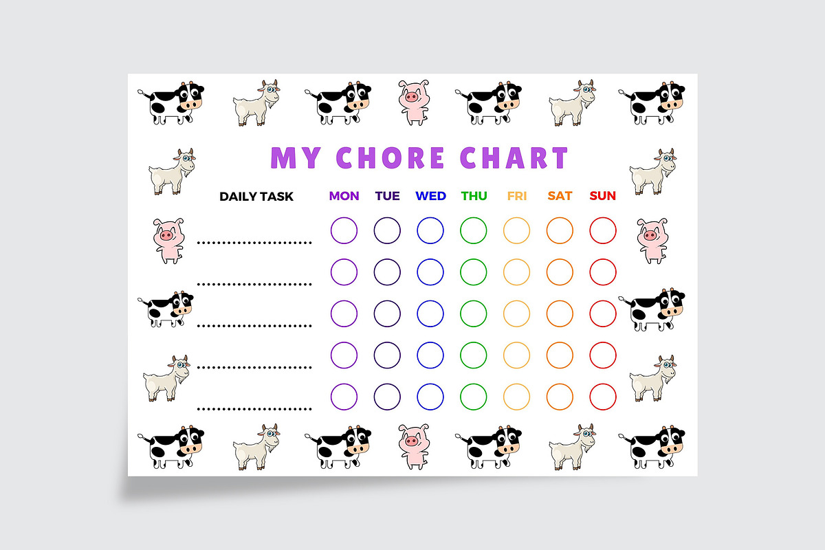 Kids Chore Chart Sheet, a Stationery Template by Amit Debnath (Photo 2 of 2)