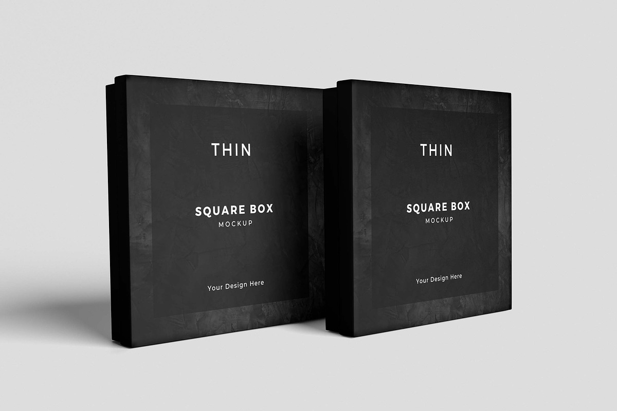 Thin Square Box Mockup, an Advertising Mockup by xavier_studio (Photo 2 of 5)