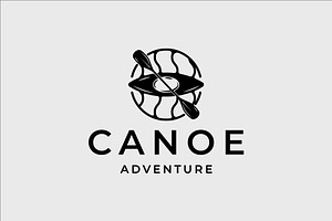 Kayak Or Canoe Logo Vintage Vector