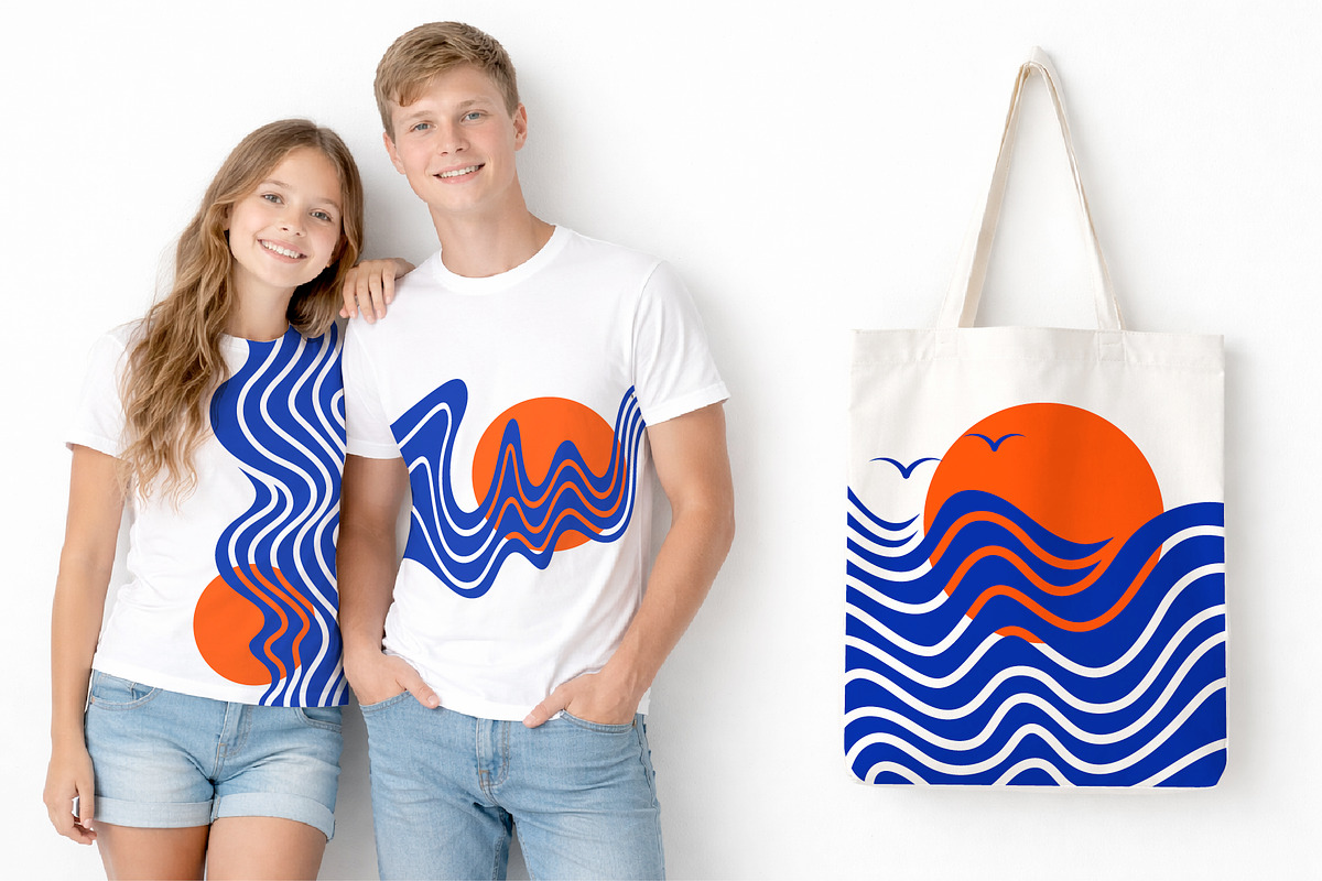 Wave and Sun. Abstract Designs, an Object Graphic by Lettering_Logo (Photo 8 of 8)