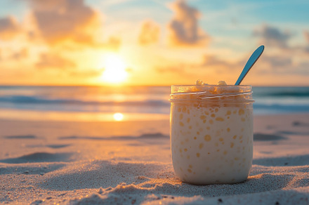 Savoring tapioca pudding by the shor, a Photo by Iftikhar Alam