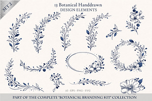 Handdrawn Botanical Frames & Element