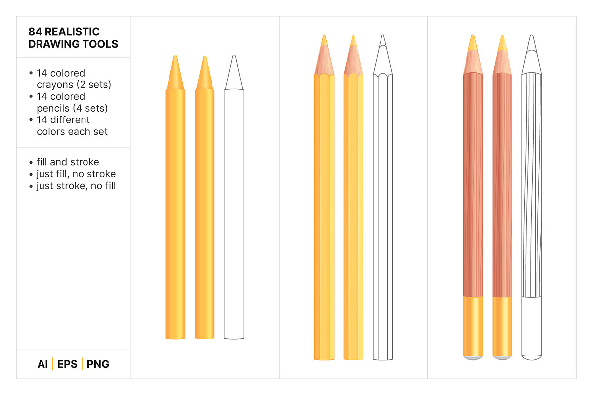 Vector Colored Crayons & Pencils, an Object Graphic by Side Project (Photo 2 of 14)