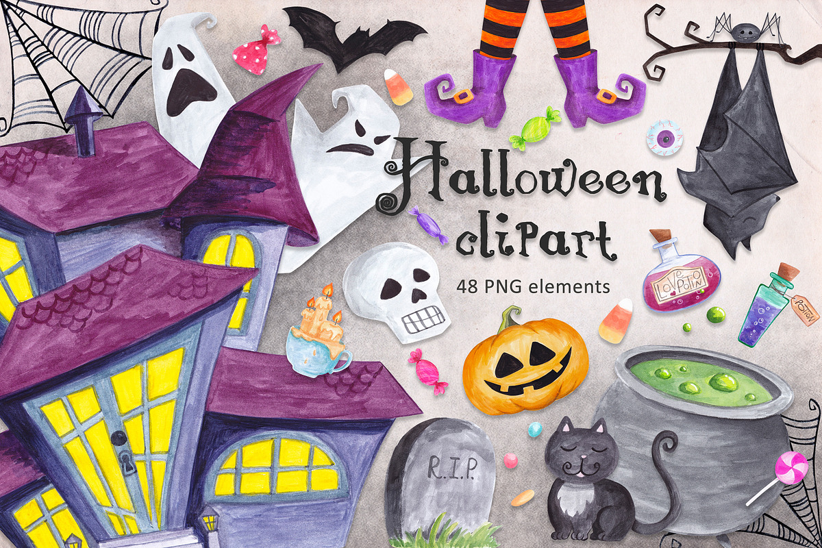 Halloween clipart set, an Object Graphic by SweetRenieDesigns (Photo 1 of 3)
