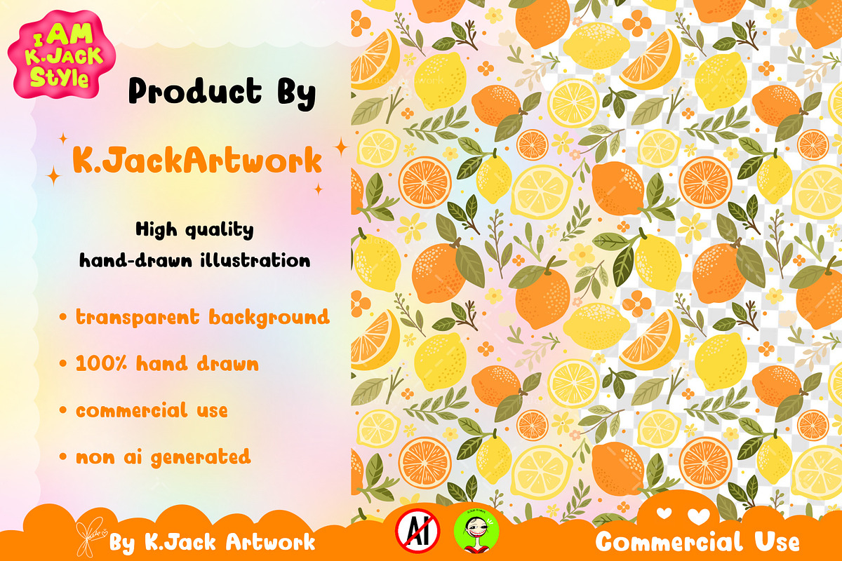 Boho Citrus Bliss Seamless Pattern, a Background Graphic by K.JackArtwork (Photo 3 of 8)