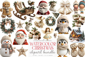 Cozy Watercolor Christmas Clipart