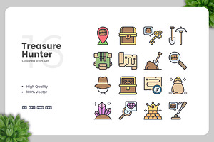 Treasure Hunter Colored Icons, an Icon by Upnowgraphic