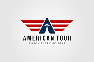 american plane travel logo vector, a Transportation Illustration by Rizkaarishandy_shop