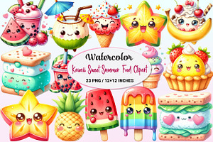 Kawaii Sweet Summer Food Clipart, a Graphic by CitraGraphics