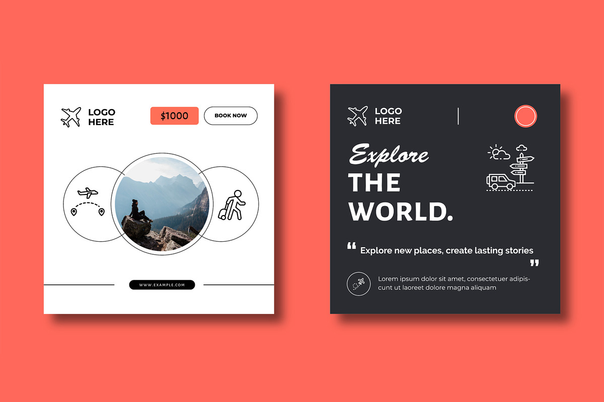 Travel Social Media Template Layout, a Social Media Template by MightyDesign (Photo 5 of 8)