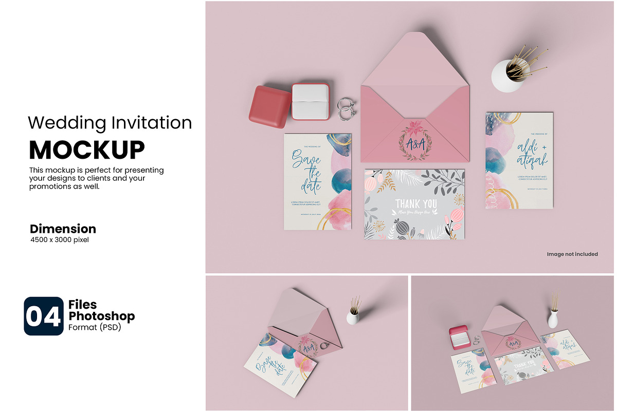 Wedding Invitation Mockup, a Print Template by bimockup (Photo 1 of 5)