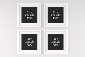 Set of 4 white square frame mockups