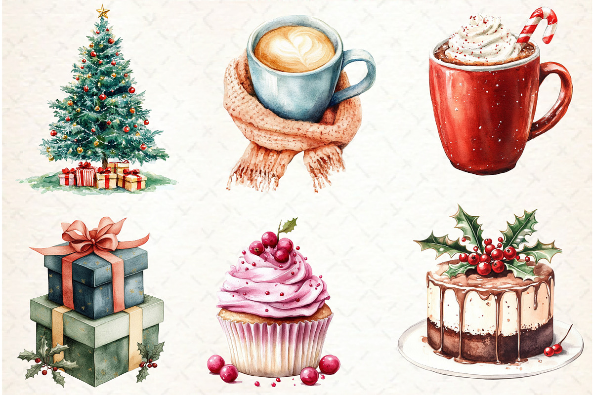 Watercolor Cozy Winter Christmas Cli, an Illustration by Libby Wishes (Photo 2 of 6)