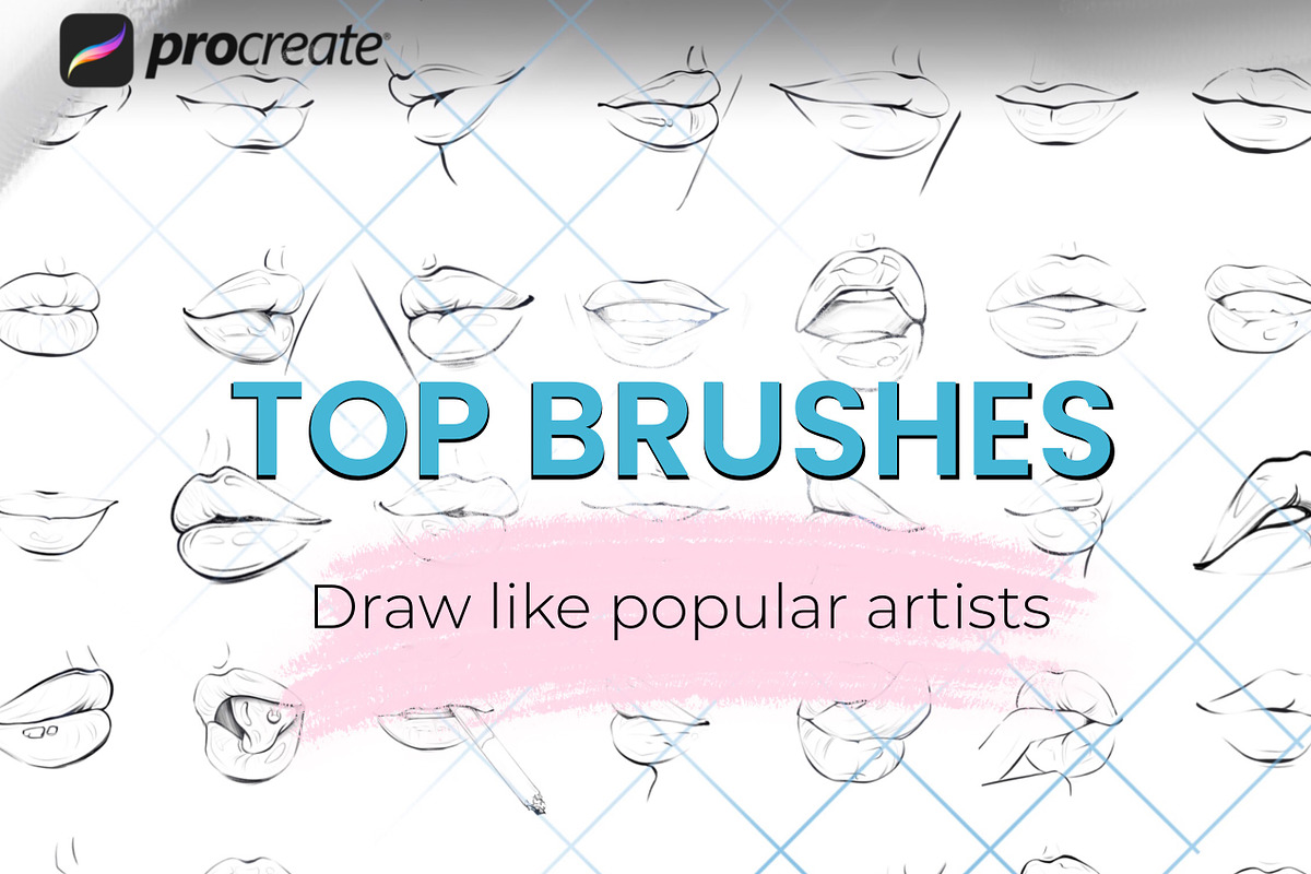 Procreate face brushes | lips stamps, a Brush Add-On by Procreate Market (Photo 4 of 4)
