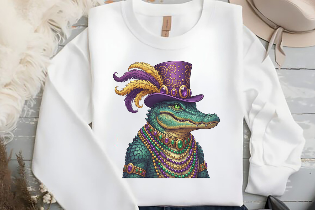 Mardi Gras Alligator Sublimation PNG, an Illustration by Black Bird Studio (Photo 2 of 3)