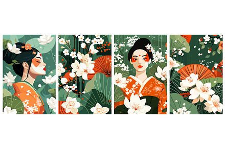 Beautiful Japanese woman vertical, an Illustration by Valerie Bodnar