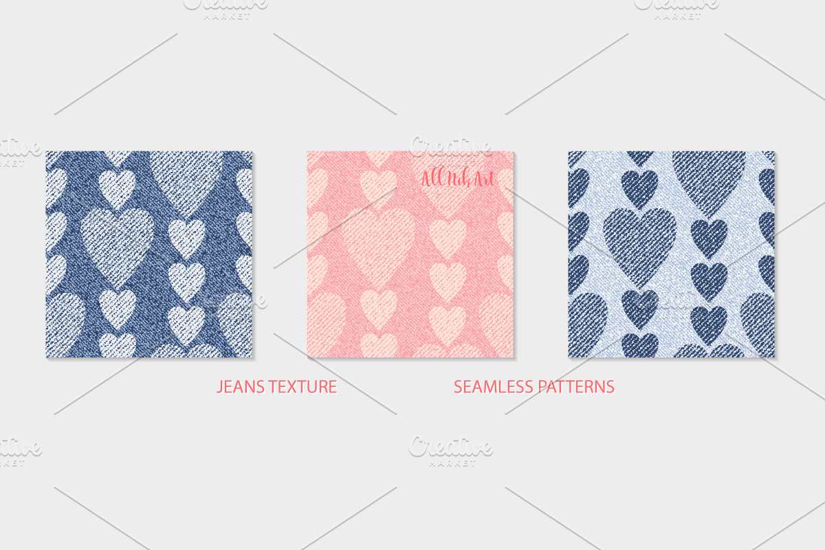 Hearts Denim Seamless Texture, a Pattern Graphic by AllNikArt (Photo 4 of 7)