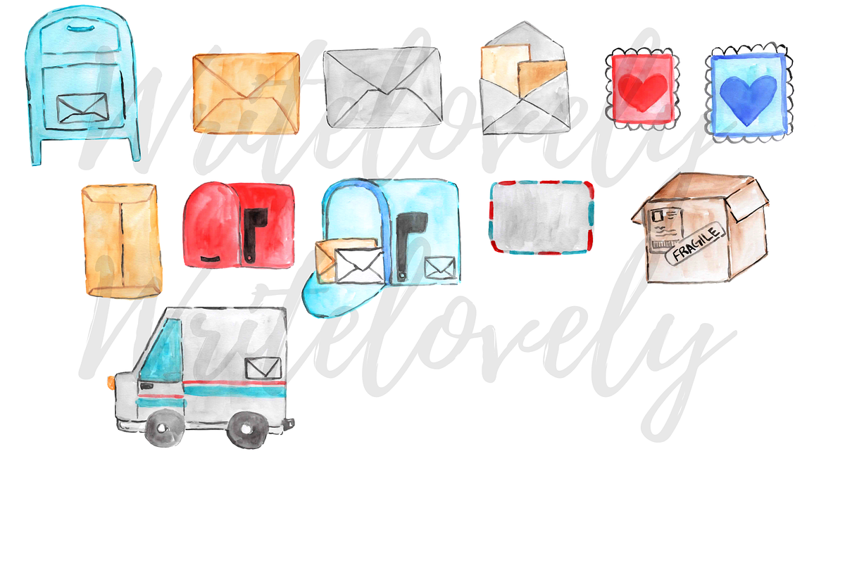 Watercolor mail man clipart, an Illustration by Writelovely (Photo 2 of 2)