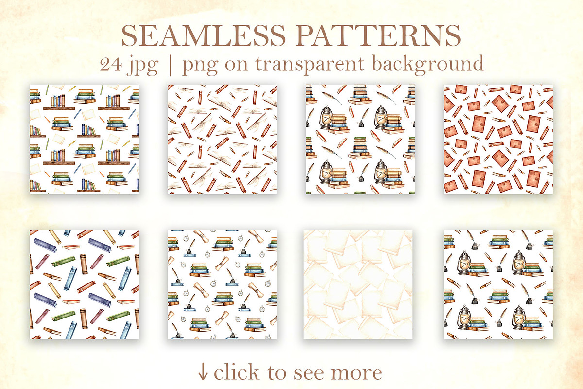 Vintage bookshelf watercolor clipart, an Education Illustration by susie-p-art (Photo 11 of 13)