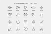 Fireworks & Spark Bursts Line Icons, an Outline Icon by Grand Design (Thumbnail 2 of 3)