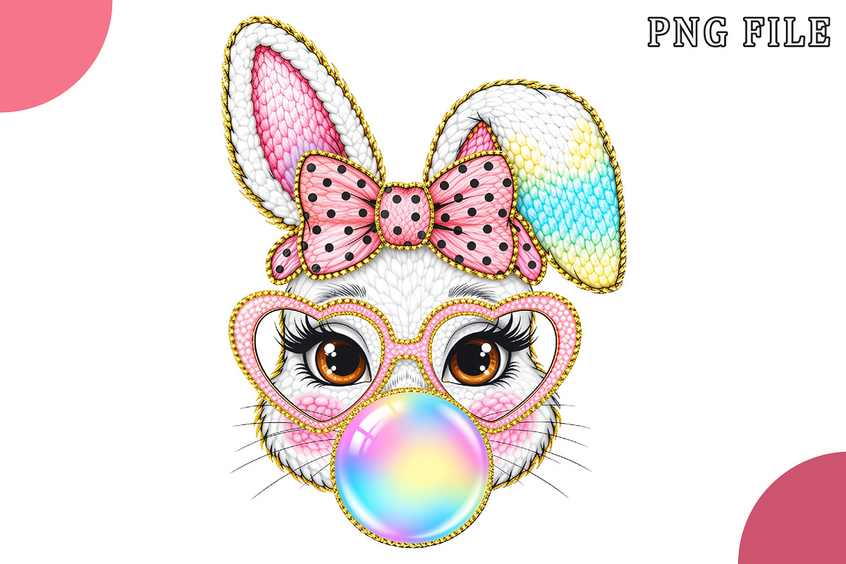 Faux Yarn Easter Bunny Coquette PNG, an Illustration by OK Design (Photo 1 of 6)