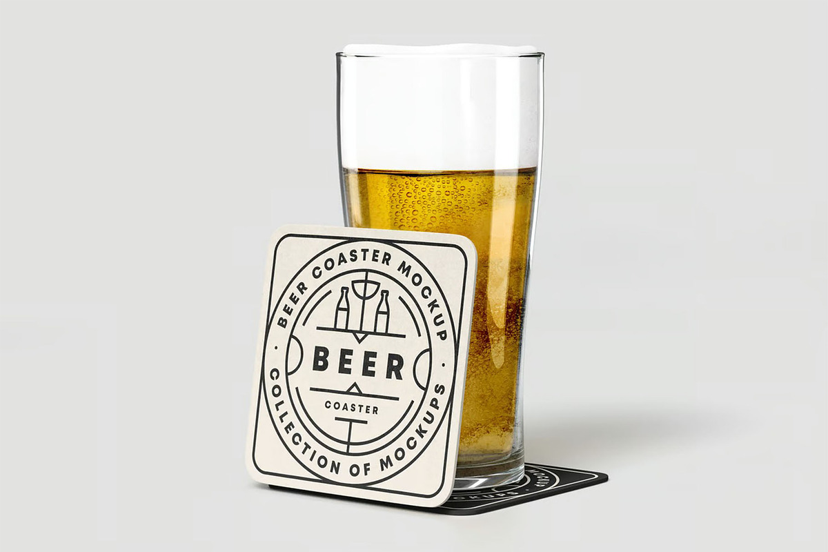 Beer Coaster Mock-up, a Product Mockup by zippypixelstudio (Photo 1 of 2)