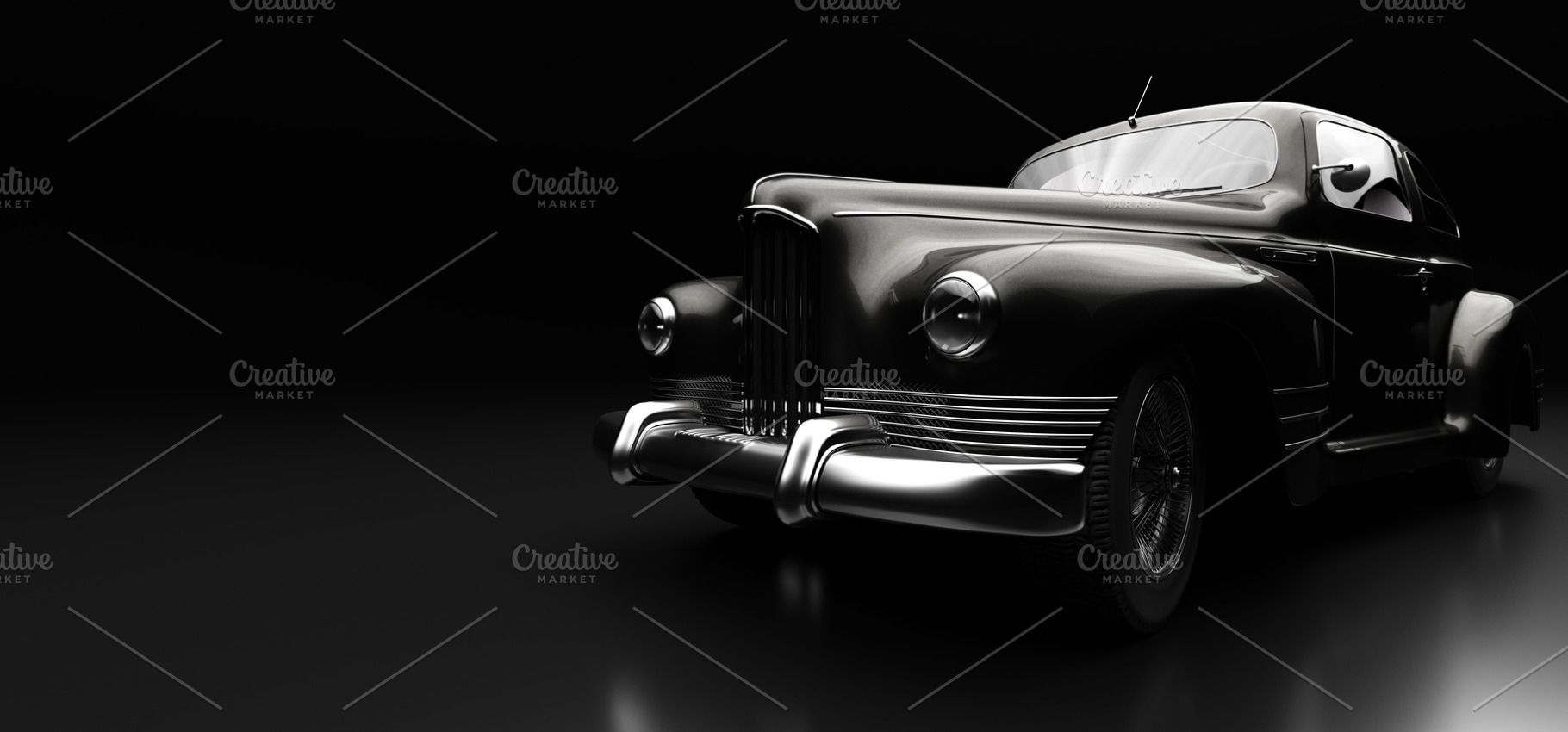 Classic retro car on black., a Transportation Photo by Photocreo Michal Bednarek