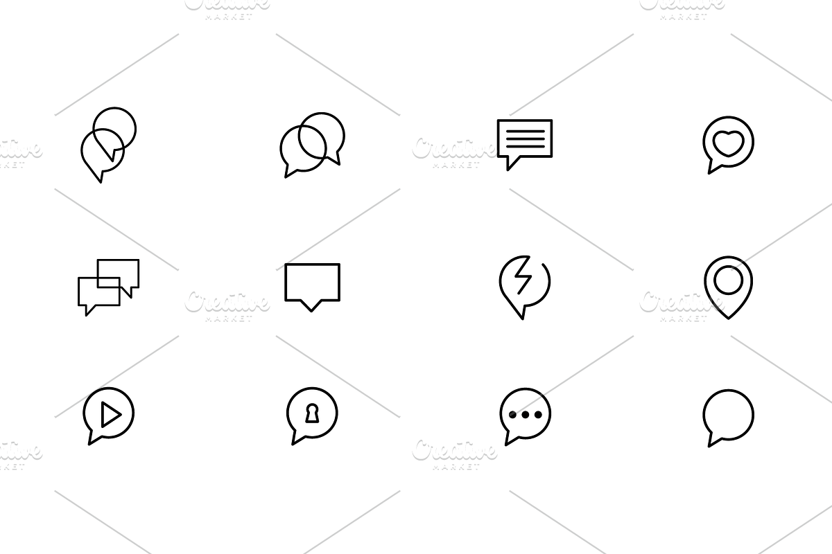 bubble chat line set collection, an Outline Icon by devastd