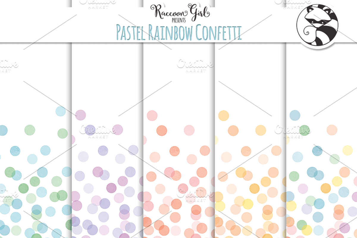 Seamless Pastel Rainbow Confetti preview 3