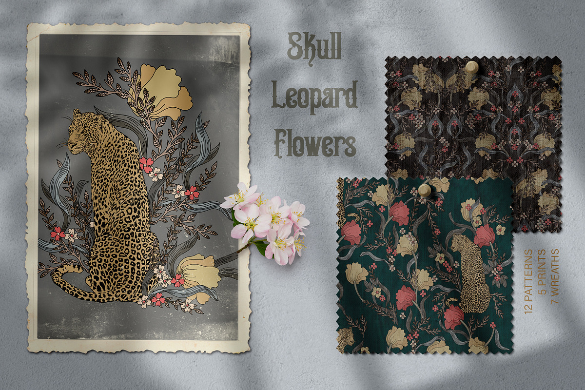 Skull Leopard Flowers, a Texture Illustration by LanaDzi (Photo 4 of 13)