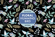 Floral humming bird pattern, a Pattern Graphic by Queen of Infographics (Thumbnail 1 of 4)