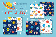 Cute Space Digital Papers & Cliparts, a Pattern Graphic by AllNikArt (Thumbnail 1 of 5)