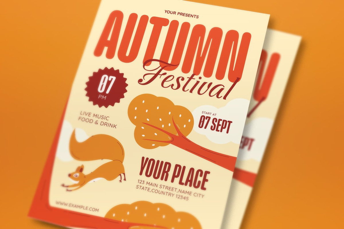 Orange Autumn Festival Flyer Set preview 2