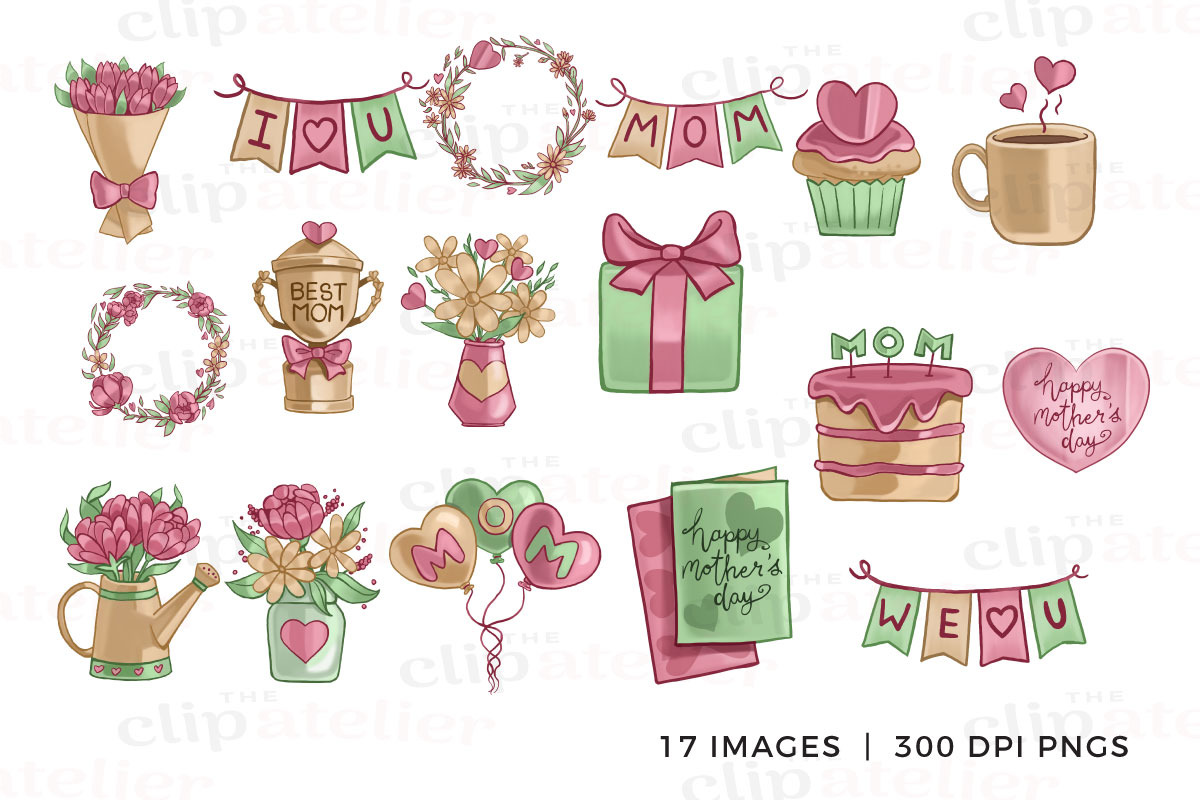 Happy Mother's Day Clipart, an Illustration by TheClipAtelier (Photo 2 of 3)