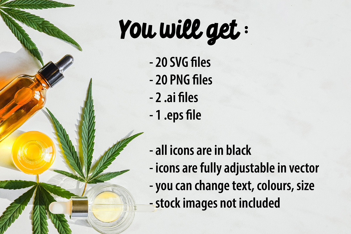 20 CBD cannabis stamp outline icons, an Outline Icon by RevolutionizZed (Photo 3 of 3)