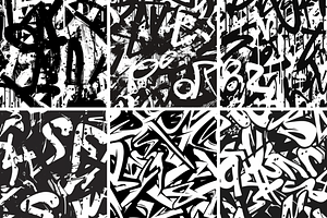 Black Graffiti Seamless Patterns