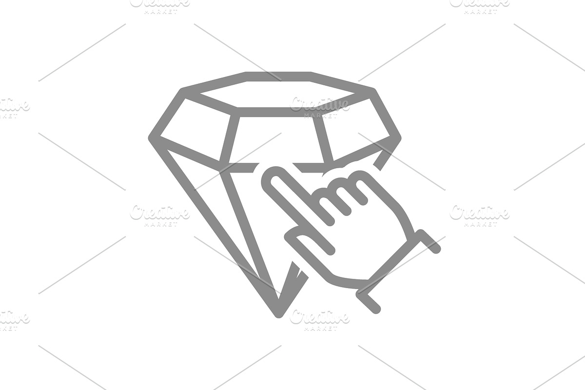Finger click on diamond line icon, an Object Illustration by GraphiShop
