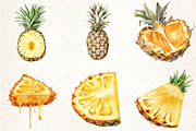 Pineapple watercolor clipart set, an Illustration by Libby Wishes (Thumbnail 2 of 7)