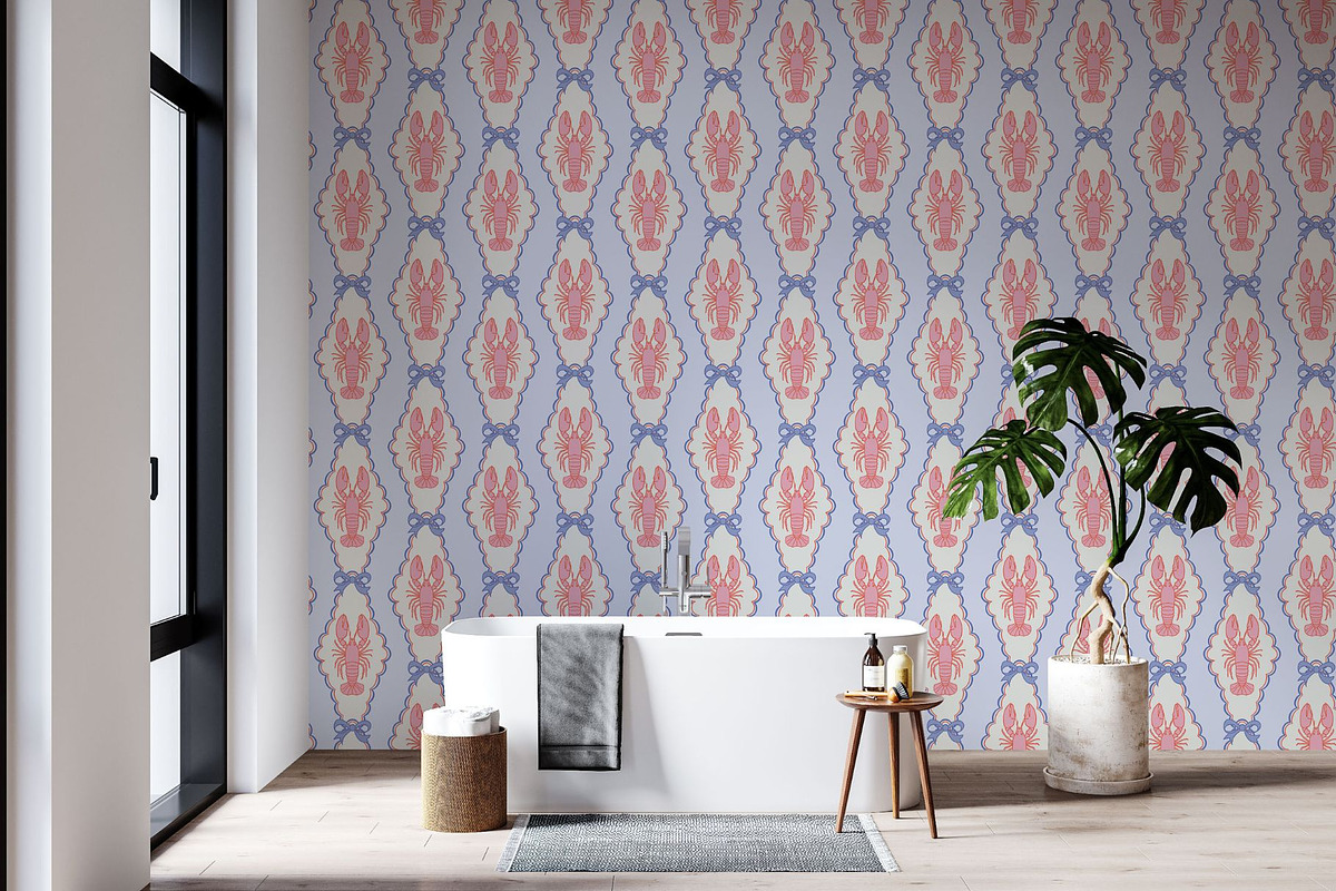 Preppy Lobster Pattern - Pink Blue, a Pattern Graphic by Hello Holly Studio (Photo 2 of 10)