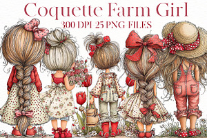 Watercolor coquette farm girl Clipar, an Illustration by Designworld