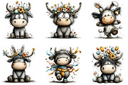Whimsical Easter Highland Cow Clipar, an Illustration by CraftArtStudio (Thumbnail 6 of 6)