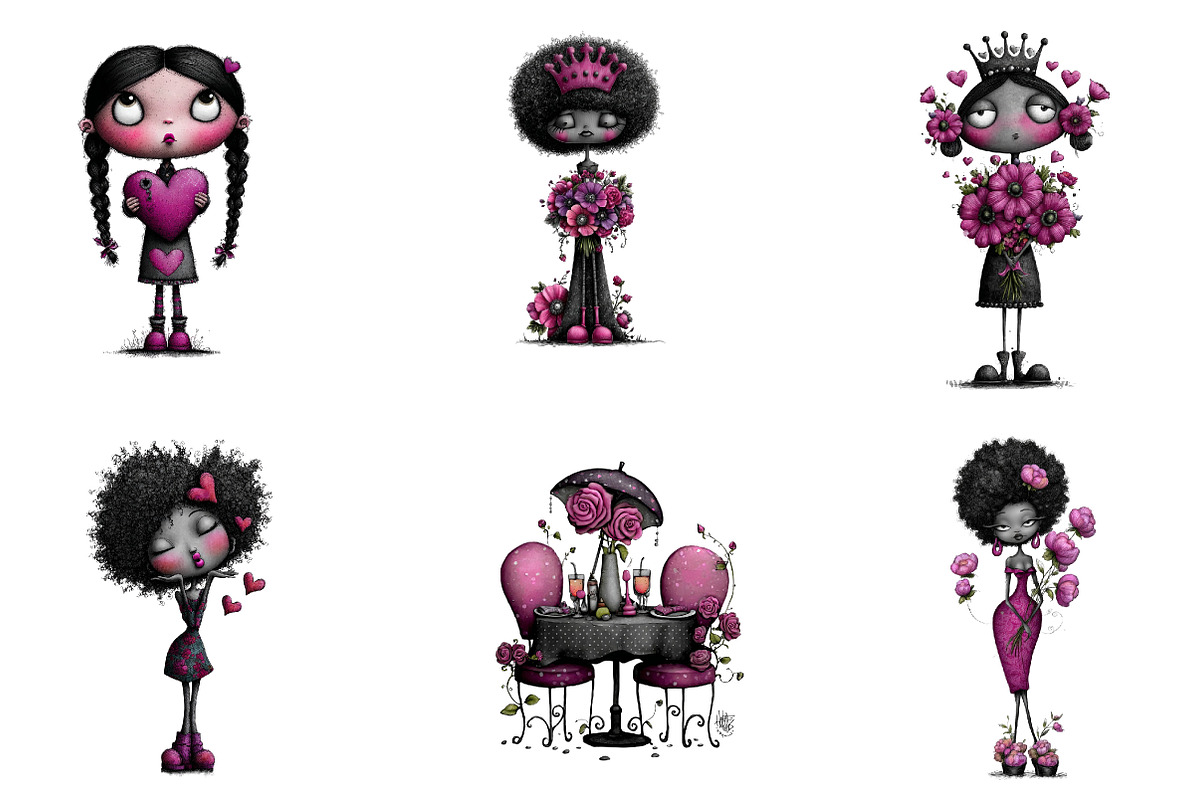 Whimsical black romance clipart, an Illustration by CreationArt (Photo 3 of 7)