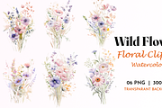 Wild Flowers-Floral Clipart Graphic, a Decorative Illustration by BoudaTemplate (Thumbnail 1 of 3)