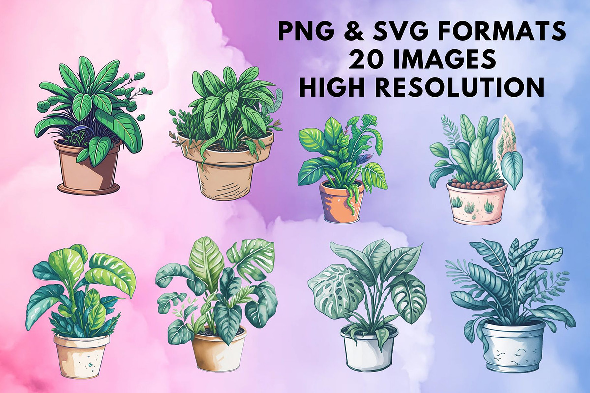 Potted House Plants Clipart Set, an Object Graphic by Traveling Designer (Photo 2 of 3)