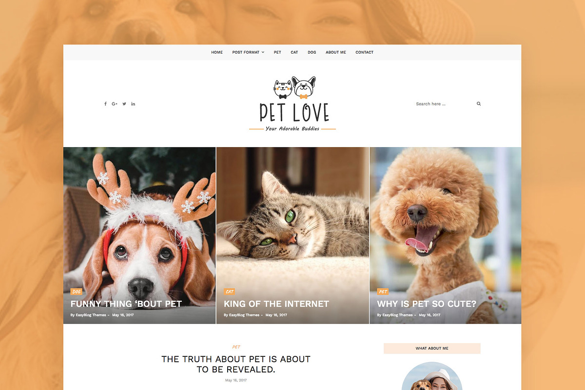 Pet Love - Animal WordPress Theme, a WordPress Template by EasyBlog Themes (Photo 2 of 5)