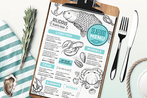 FREE! Trifold Seafood Menu