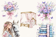 Watercolor Pastel Princess Clipart, a Person Illustration by SparkyDesignsUS (Thumbnail 6 of 9)