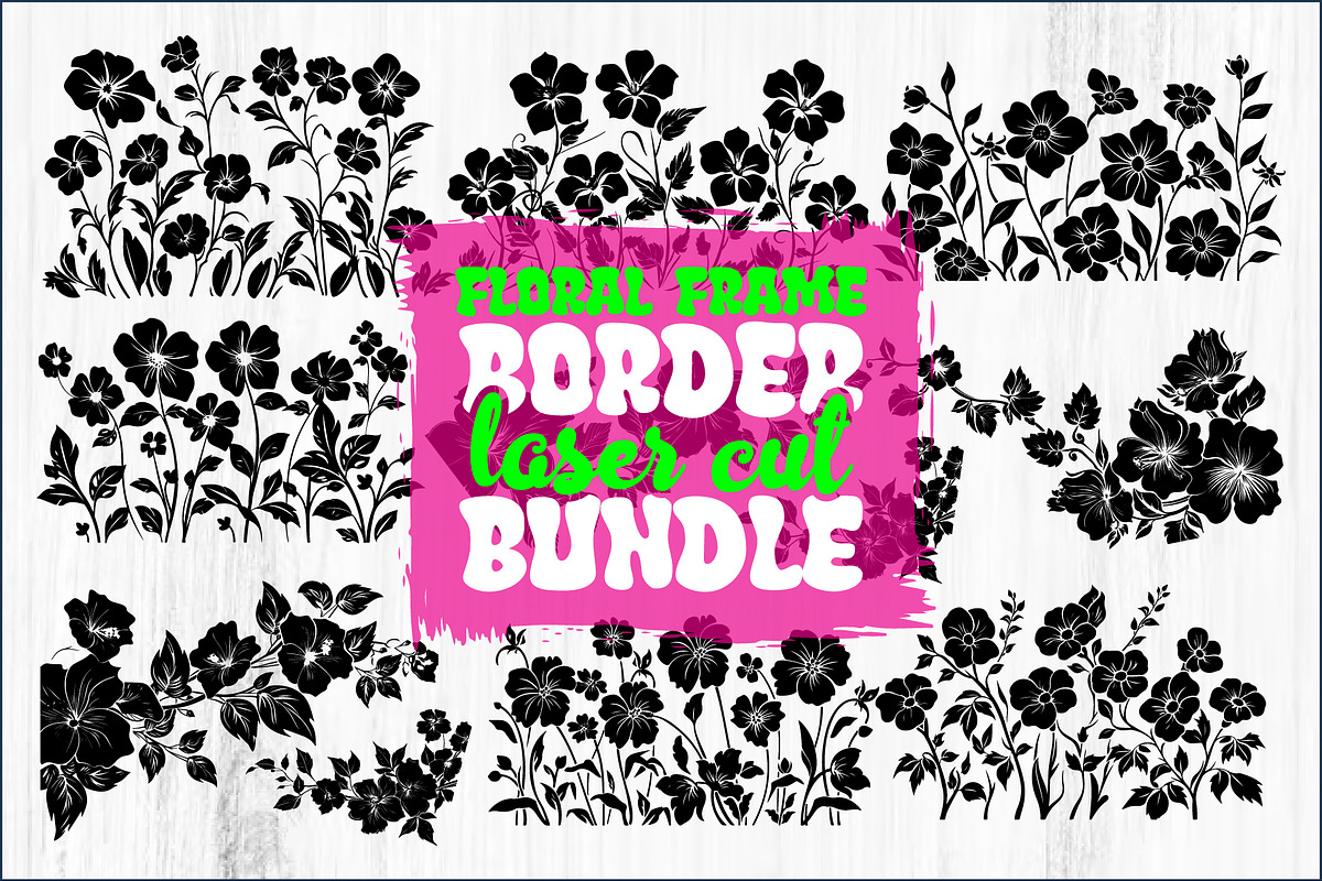 Floral Frame Border Laser Cut Bundle, a Graphic by balal (Photo 1 of 11)