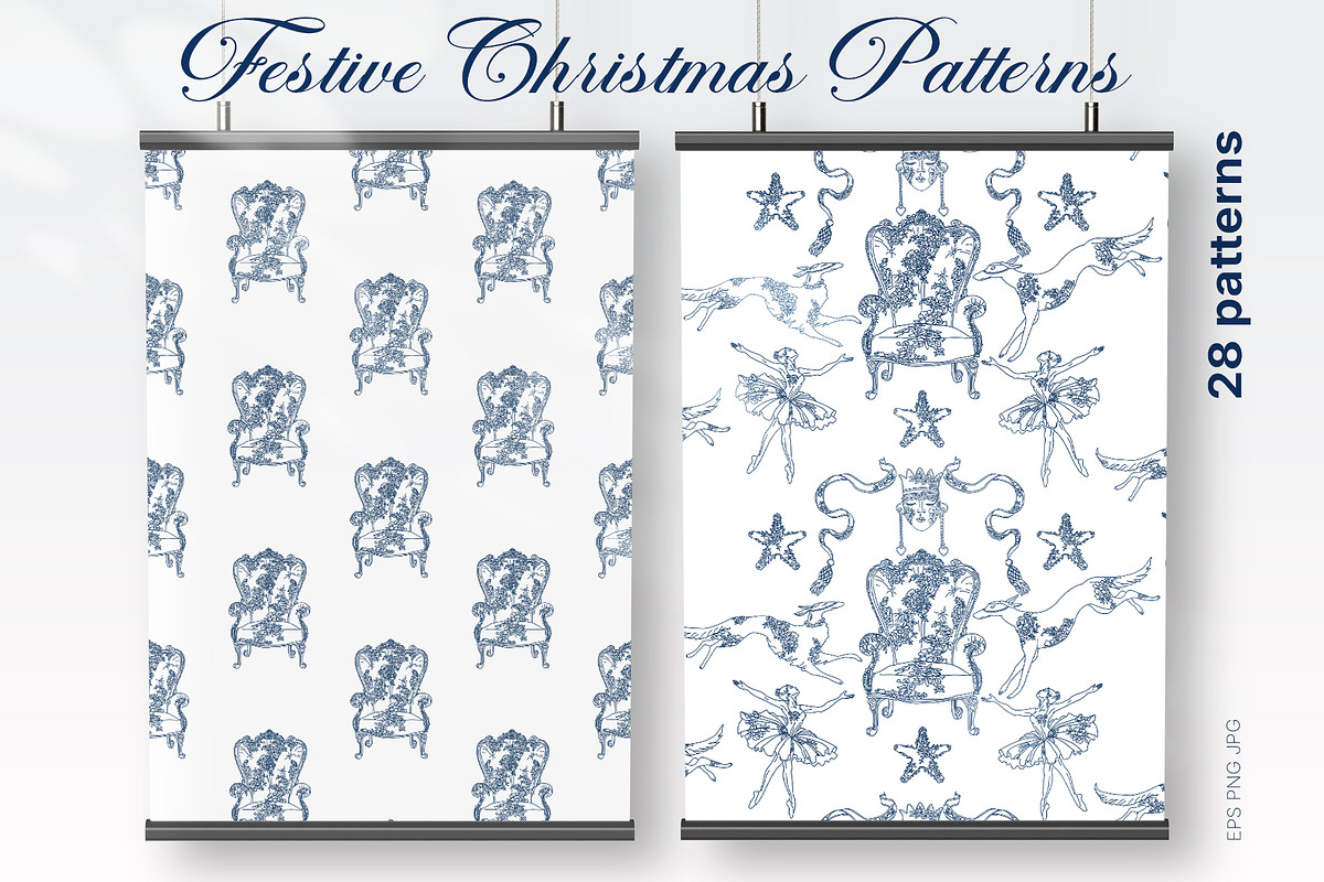 Festive Christmas patterns, a Decorative Illustration by LanaDzi (Photo 8 of 25)